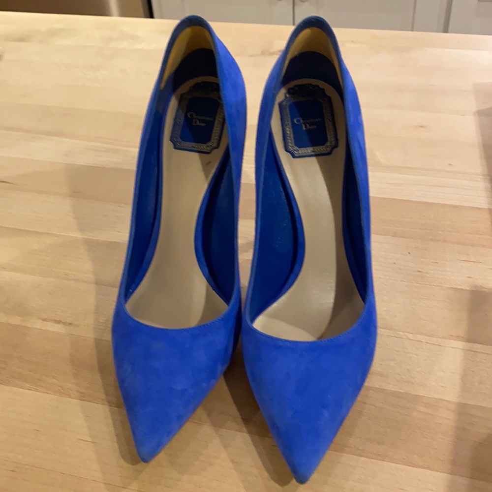 Dior Pointy Toe Cherie Pumps in cobalt suede